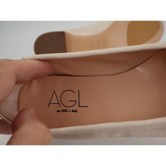 AGL Womens Monika Ballet Flat Size 39.5 9.5 Ivory Leather Cap Toe Dress Shoe - Picture 9 of 13